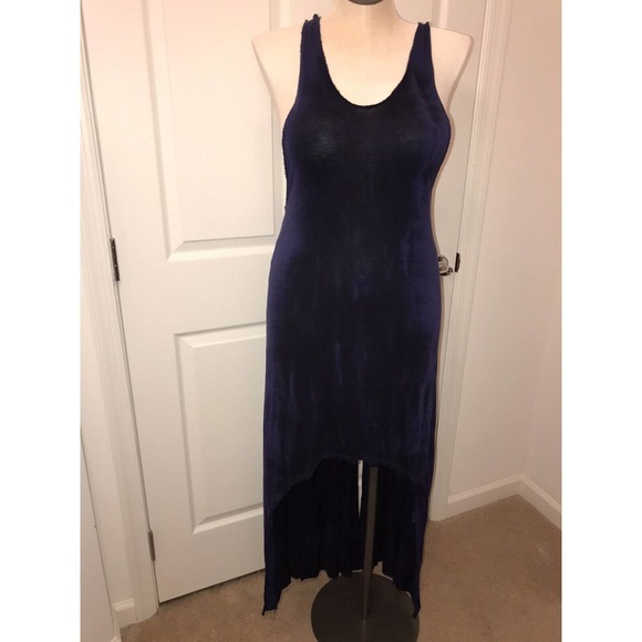 FREE PEOPLE Jersey Dress, Medium, High Low Halter Back Blue summer dress - Picture 7 of 15